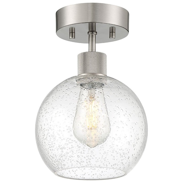 Access Lighting Port Nine Burgundy, Burgundy LED SemiFlush, Brushed Steel Finish, Seeded Glass 63148LEDDLP-BS/SDG - main